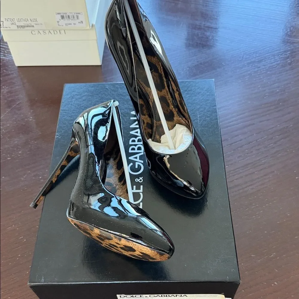 Dolce & Gabbana Black and Animal Print Heels